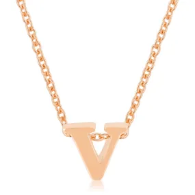 LOVCIA Personalized Rose Gold Initial V Letter Pendant Necklace