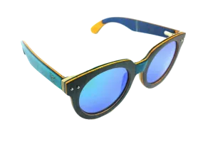 LPG Apparel Co. BLUE LAGOON Mirrored Polarized Wood Sunglasses
