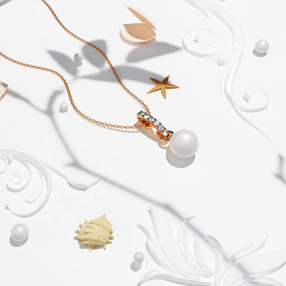 Luminous Pearl Pendant Necklace in Rose Gold Adorned With Crystals from SWAROVSKI®