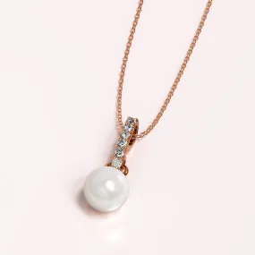 Luminous Pearl Pendant Necklace in Rose Gold Adorned With Crystals from SWAROVSKI®