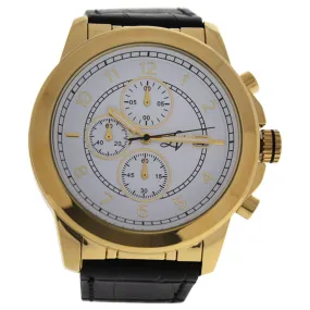 LV1019 Gold/Black Leather Strap Watch by Louis Villiers for Men - 1 Pc Watch