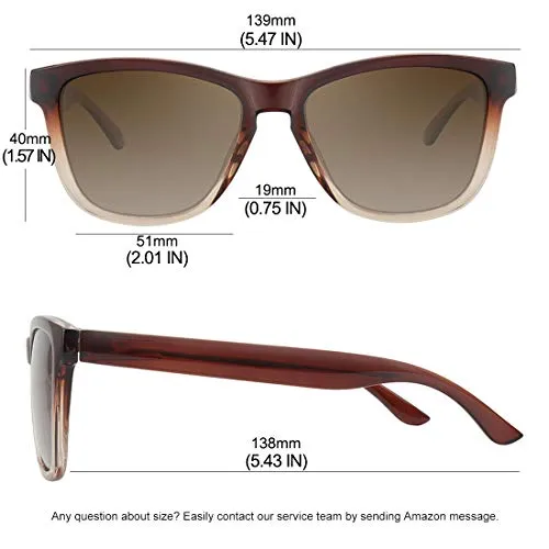 MEETSUN Polarized Sunglasses for Women Men Classic Retro Designer Style (Ombre Brown Frame / Gradient Brown Lens, 54)