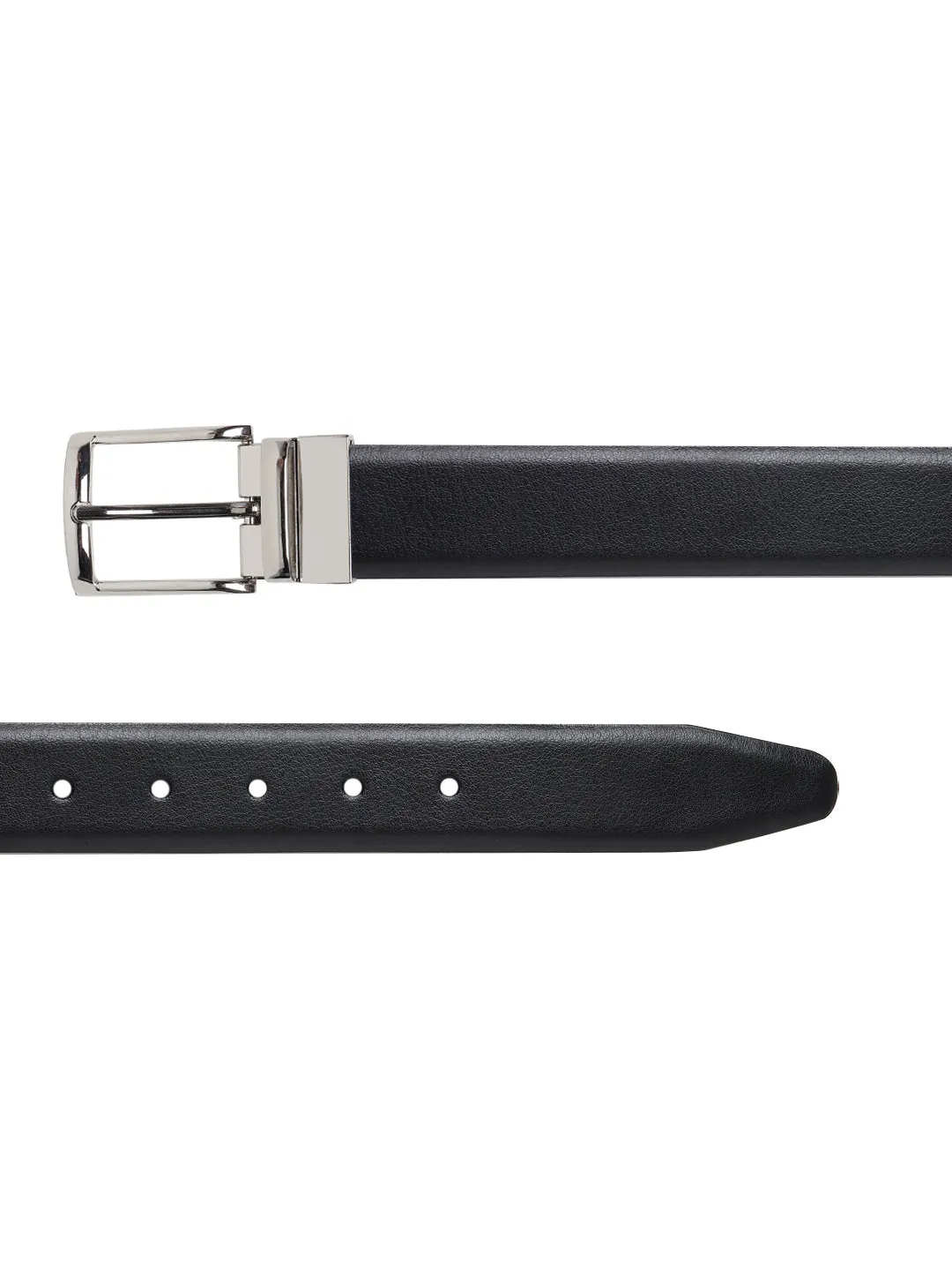 Men Black & Brown Texture Reversible Leather Belt