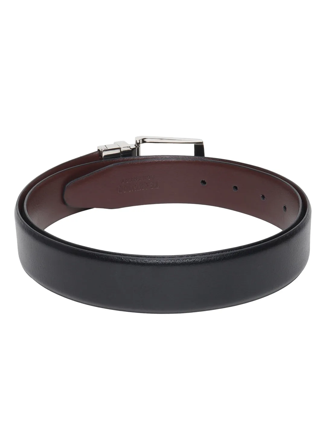 Men Black & Brown Texture Reversible Leather Belt