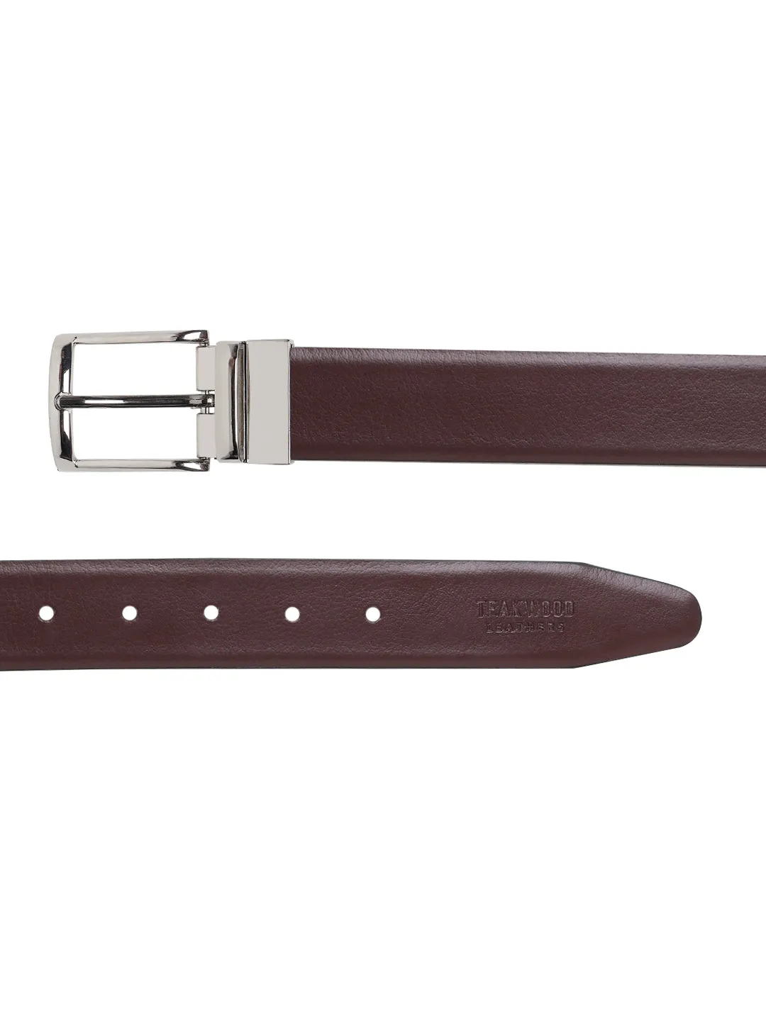 Men Black & Brown Texture Reversible Leather Belt