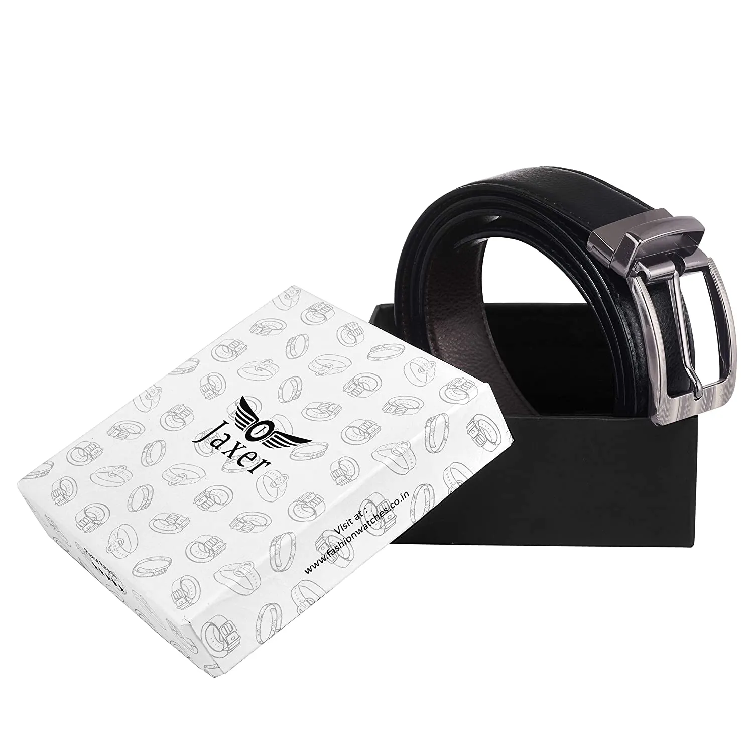 Men Evening, Party, Formal, Casual Black Artificial Leather Reversible Belt - JXBLT101