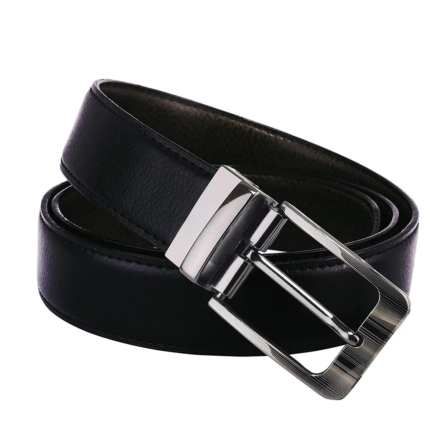 Men Evening, Party, Formal, Casual Black Artificial Leather Reversible Belt - JXBLT101