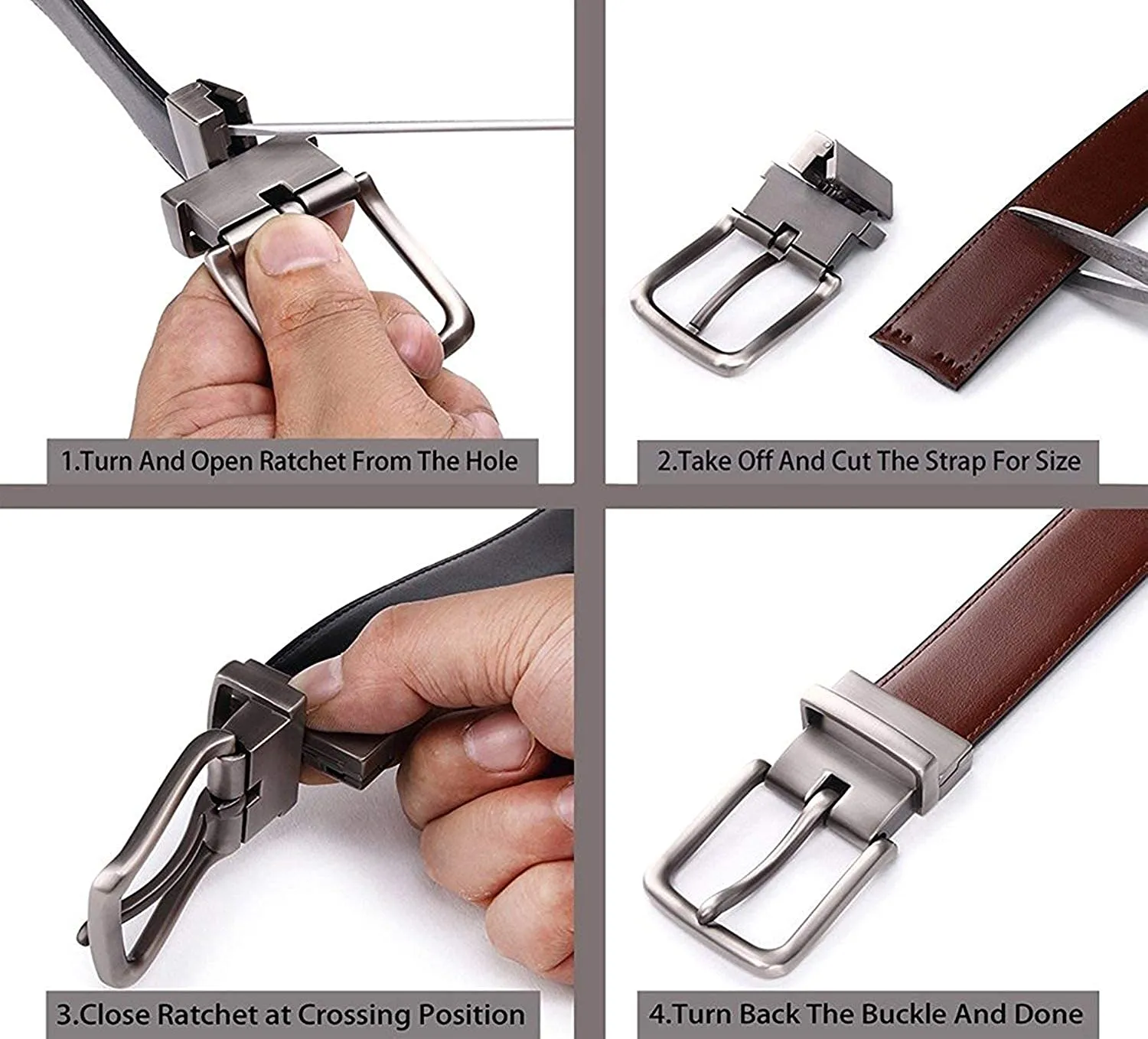 Men Evening, Party, Formal, Casual Black Artificial Leather Reversible Belt - JXBLT101