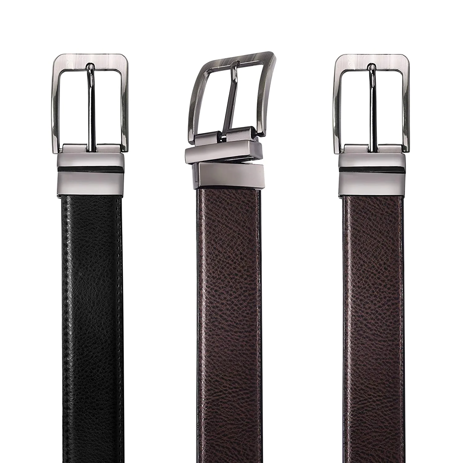 Men Evening, Party, Formal, Casual Black Artificial Leather Reversible Belt - JXBLT101