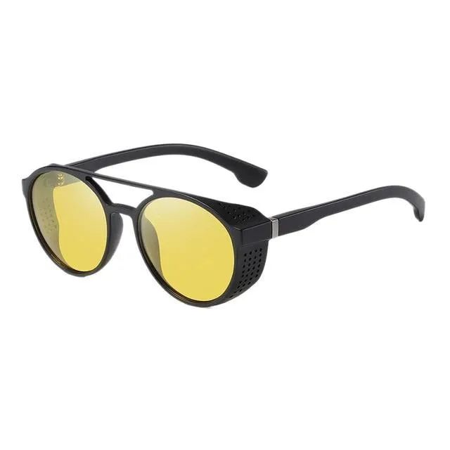 Men's Retro Round Polarized Steampunk Sunglasses HSQT209（ Need to choose tinted color, otherwise the lenses are transparent）