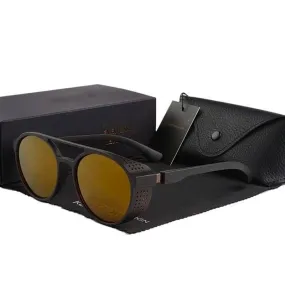 Men's Retro Round Polarized Steampunk Sunglasses HSQT209（ Need to choose tinted color, otherwise the lenses are transparent）