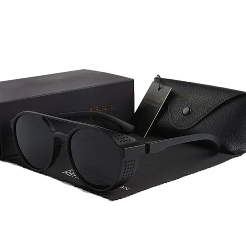 Men's Retro Round Polarized Steampunk Sunglasses HSQT209（ Need to choose tinted color, otherwise the lenses are transparent）