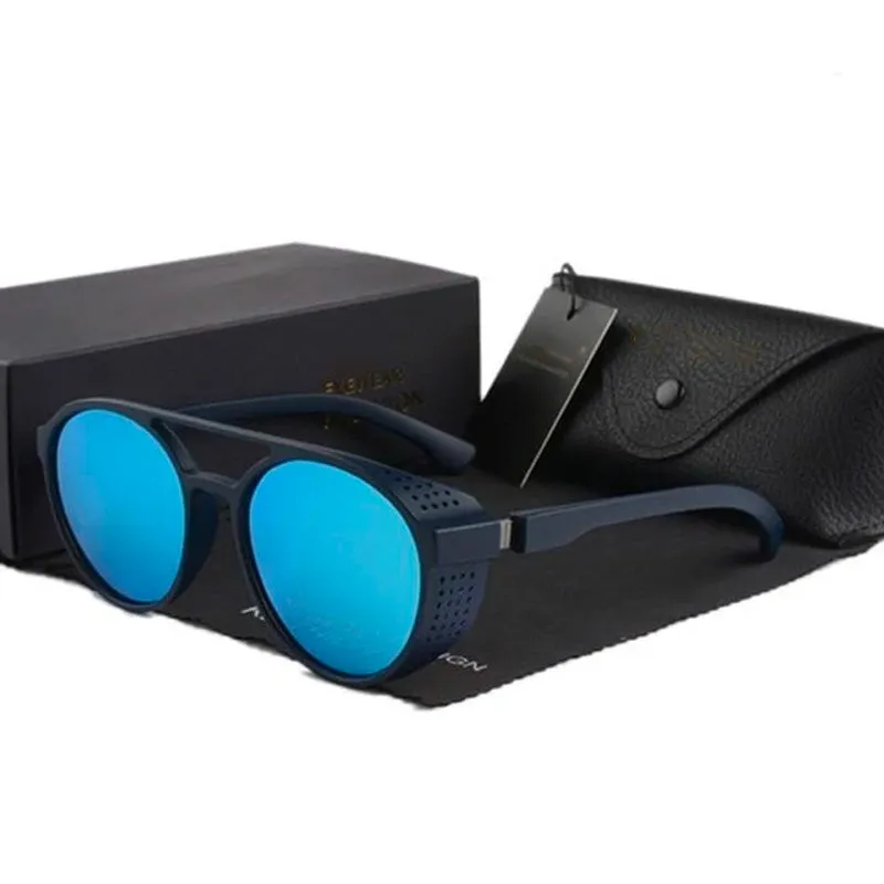 Men's Retro Round Polarized Steampunk Sunglasses HSQT209（ Need to choose tinted color, otherwise the lenses are transparent）
