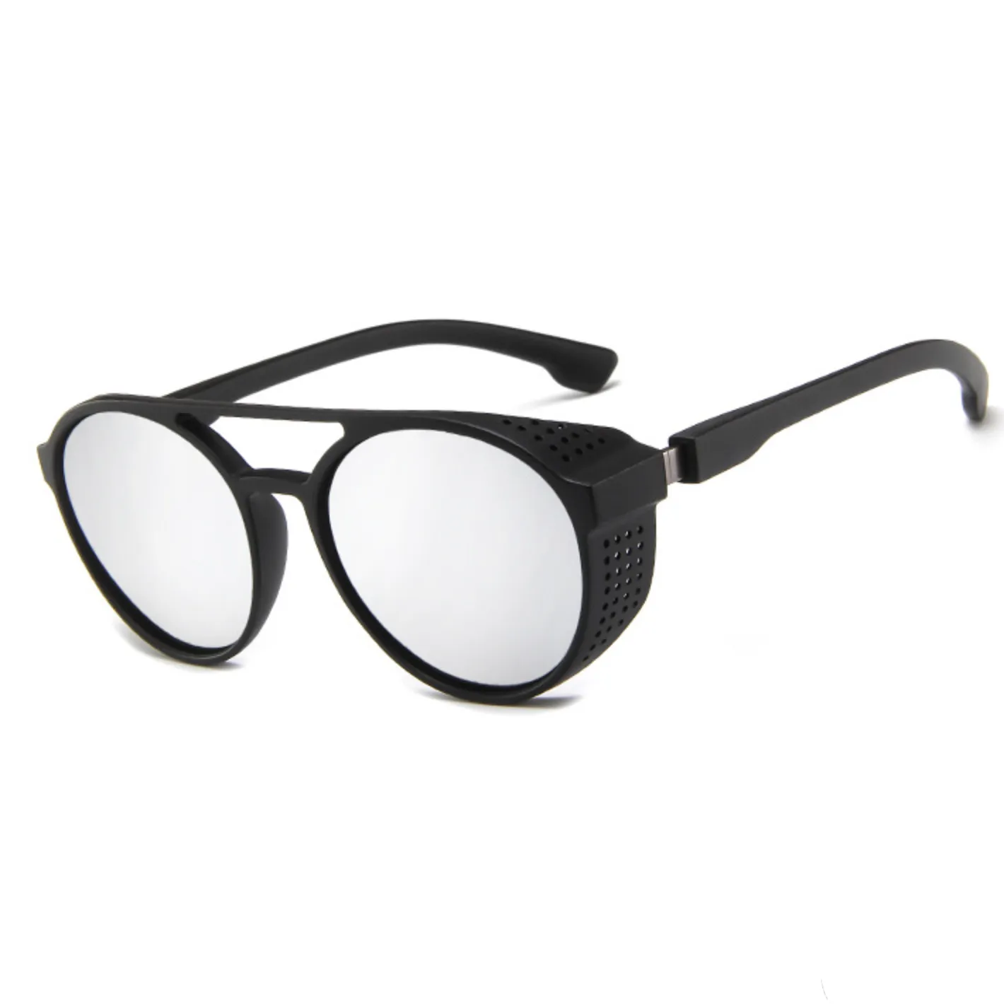 Men's Retro Round Polarized Steampunk Sunglasses HSQT209（ Need to choose tinted color, otherwise the lenses are transparent）