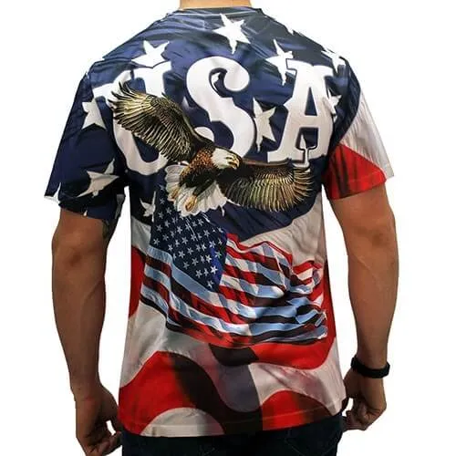 Men's USA Eagle Flag Shirt, Hat, Sunglasses, and Wristband Set