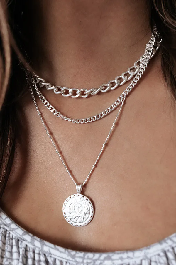 Midnight Train Layered Necklace In Silver