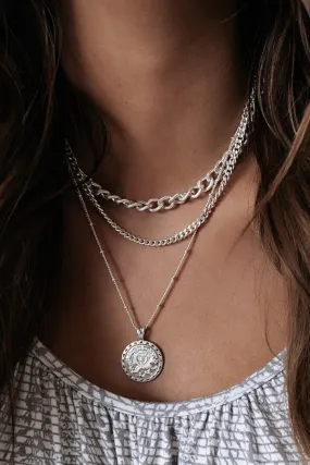 Midnight Train Layered Necklace In Silver
