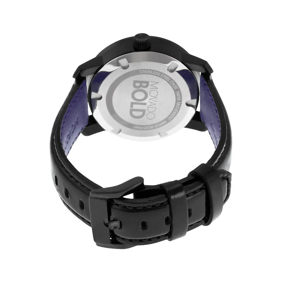 Movado Bold 36mm Black Leather Midsize Watch 3600353