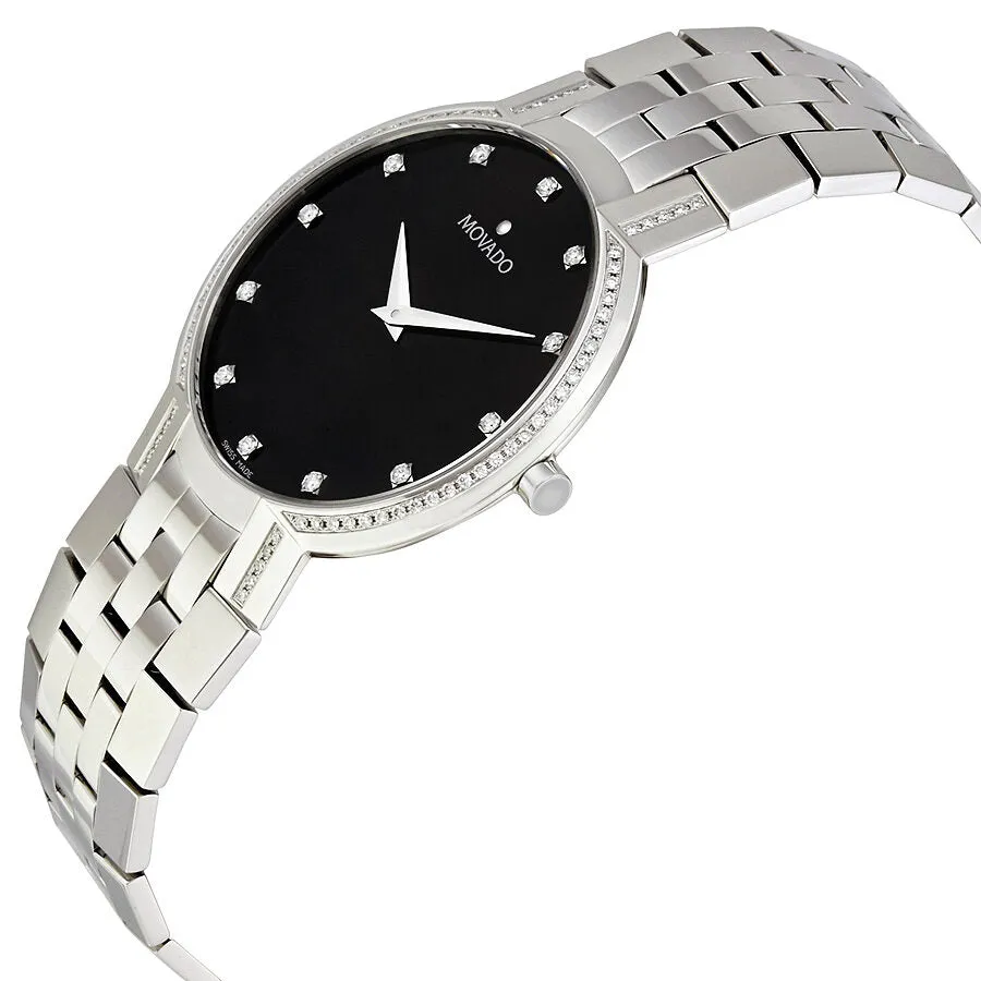 Movado Faceto Black Dial Stainless Steel Men's Watch 0606237