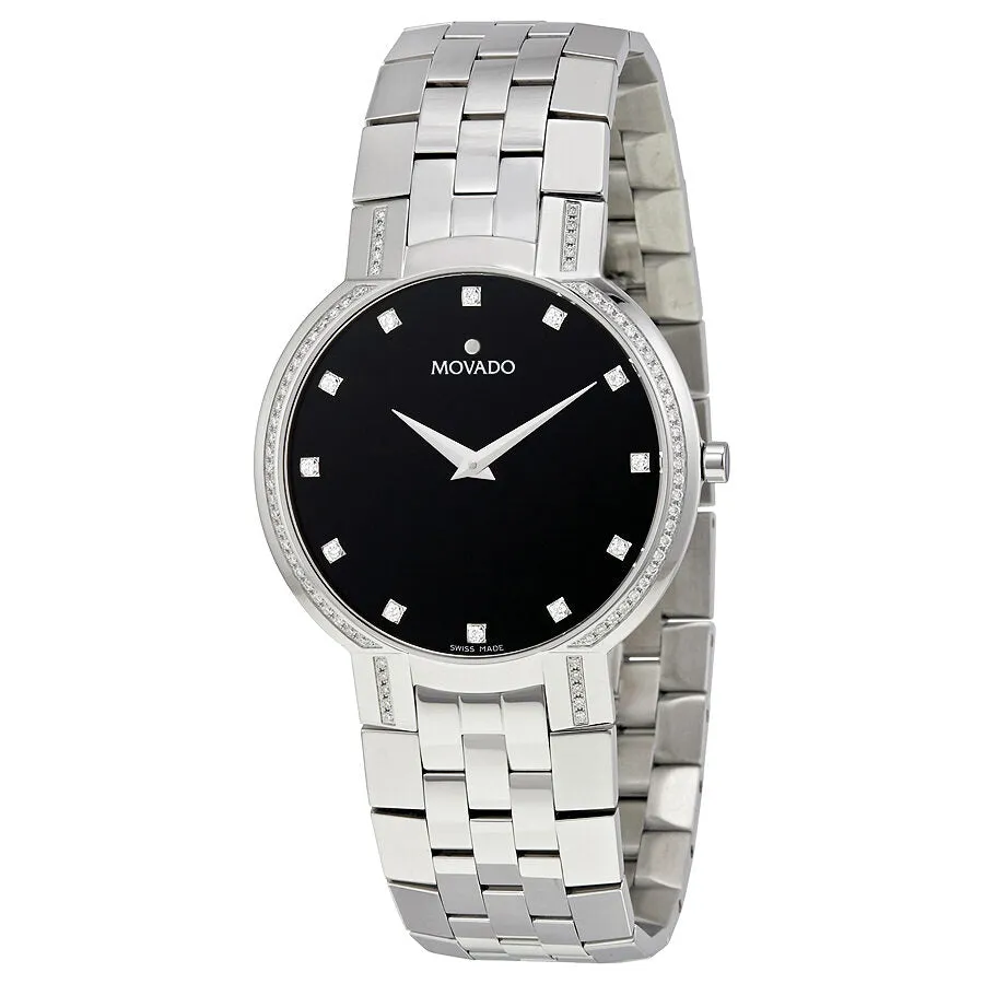 Movado Faceto Black Dial Stainless Steel Men's Watch 0606237