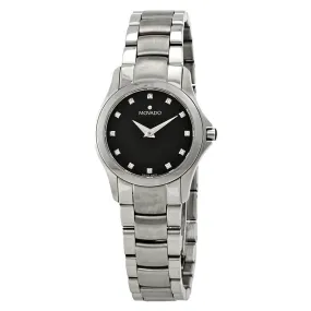 Movado Masino Black Diamond Dial Ladies Watch 0606186