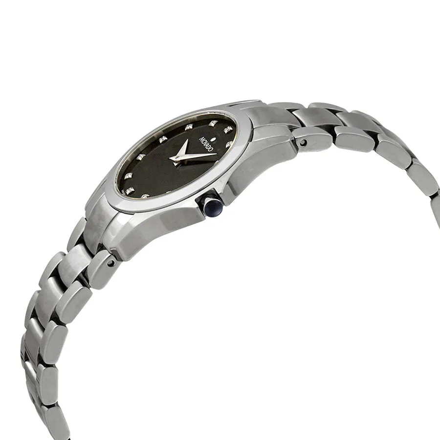 Movado Masino Black Diamond Dial Ladies Watch 0606186