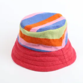 Multicoloured Striped Reversible Cashmere Bucket Hat Medium