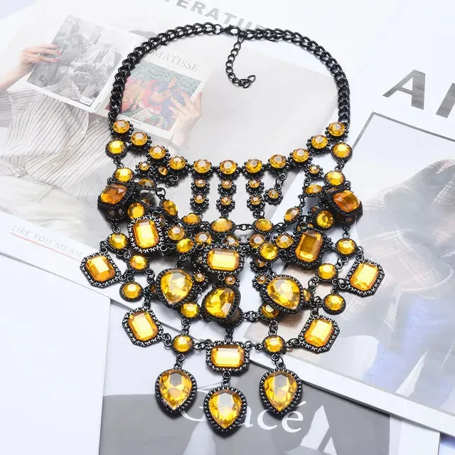 Multilayer Indian Statement Large Collar Crystal Necklace