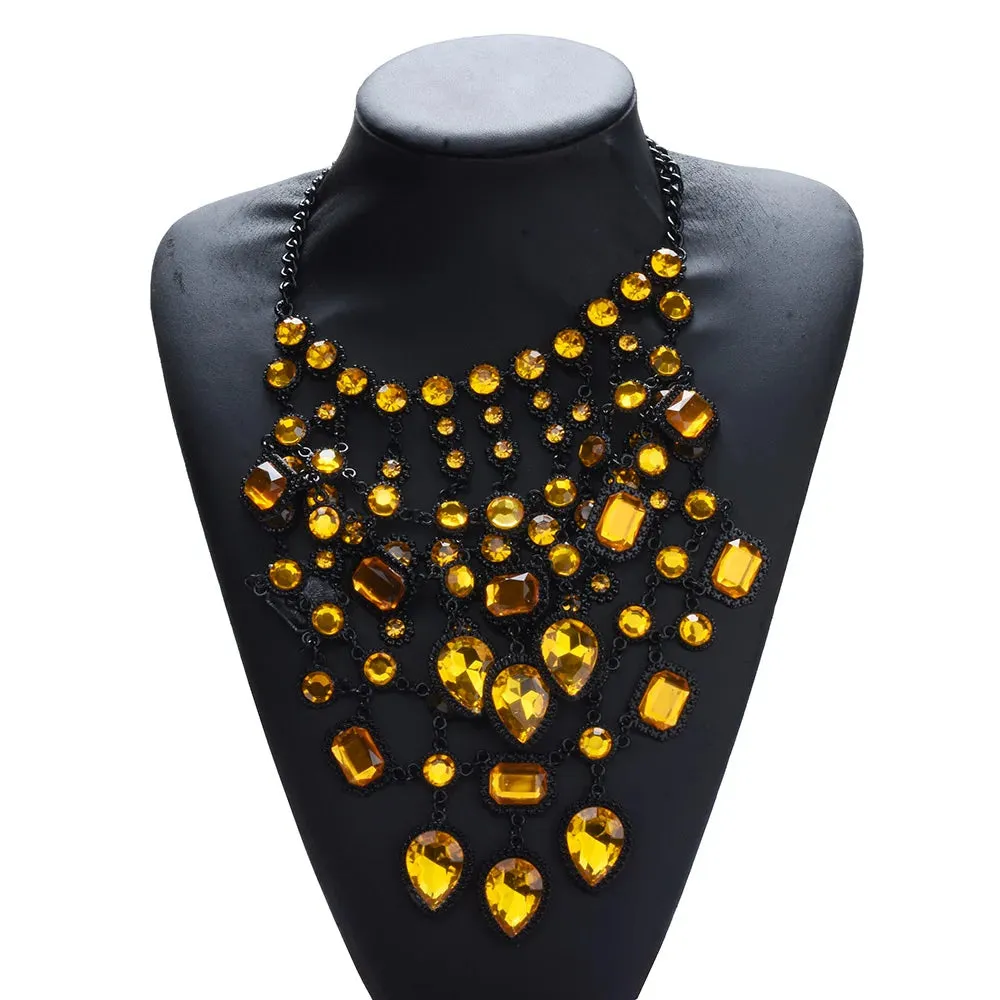 Multilayer Indian Statement Large Collar Crystal Necklace