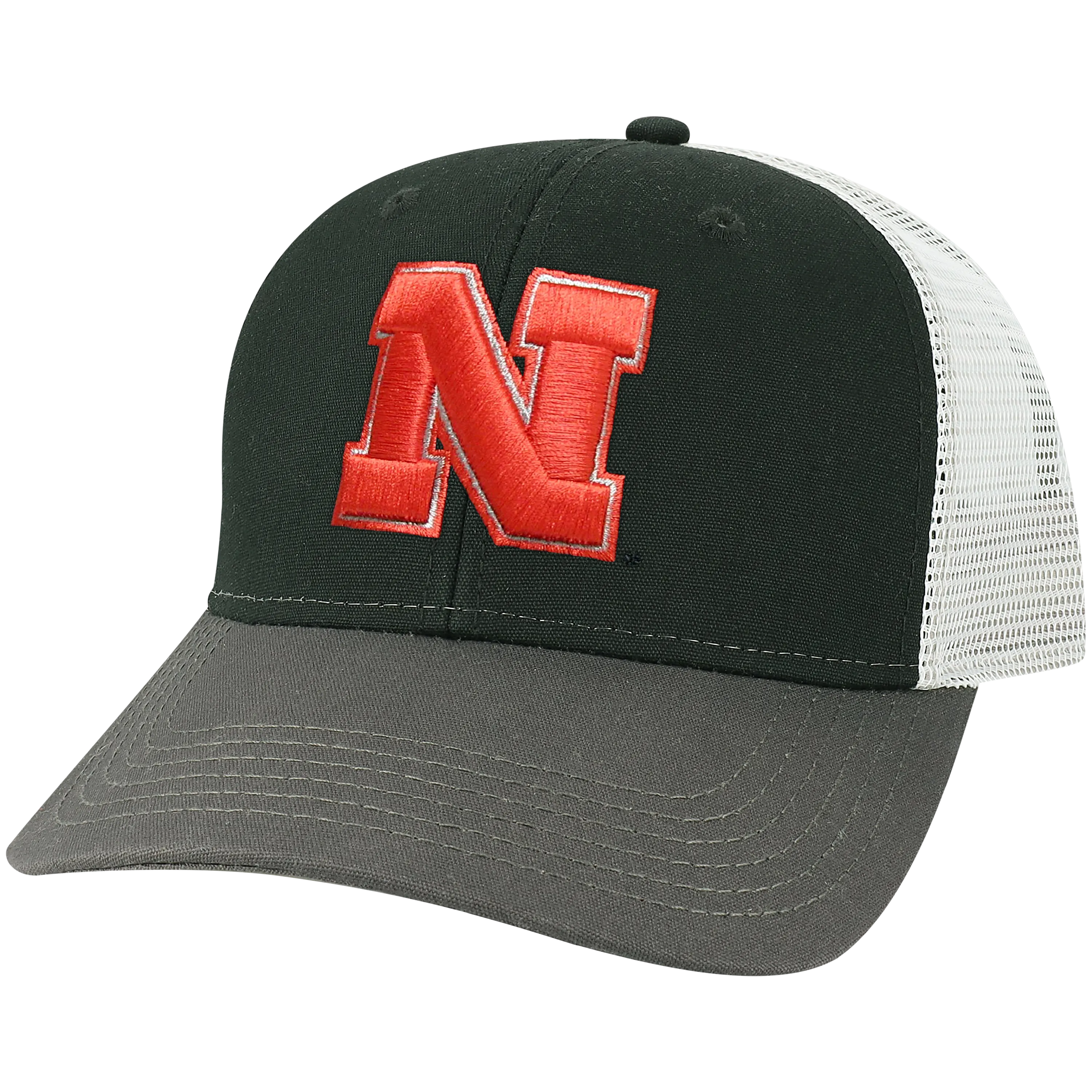 Nebraska Cornhuskers Black/Dark Grey/Silver Mid-Pro Snapback Adjustable Trucker Hat