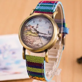 New Style Women Watch New Fashion Trendy Casual Watch Braid Multicolor Leather Quartz Watch Vintage Ethnic Wristwatch