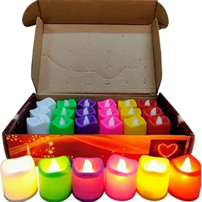 Occasion Flameless and Smokeless Decorative Acrylic Led Tea Light Candle for Christmas Decoration Tea Light Candle Smokeless Multi Color led Candles Diya for Diwali Gift LED Tealights (24 pcs)