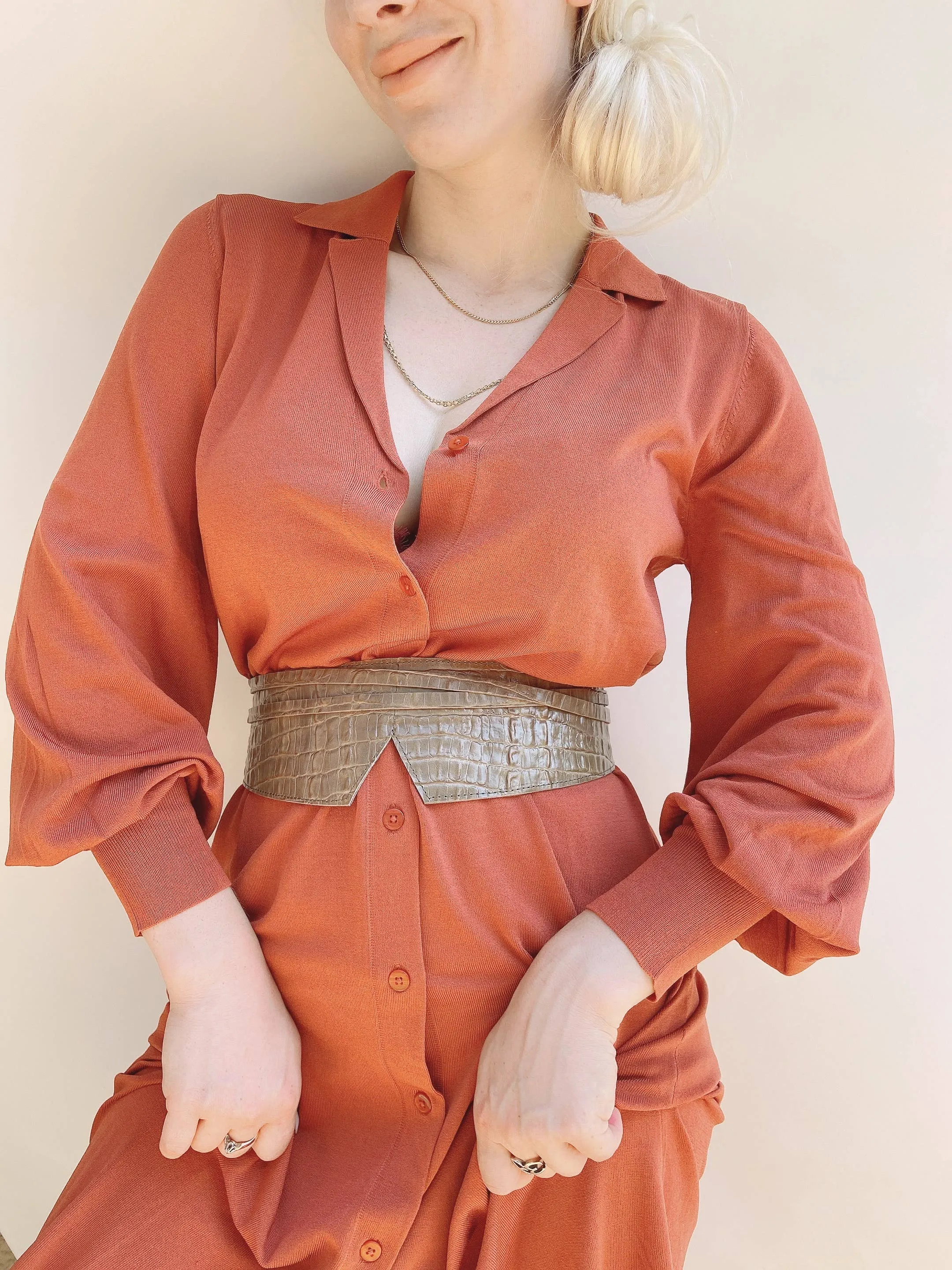 Olivia Belt - Taupe/Taupe Croco (Reversible)