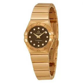 Omega Constellation 2009 Brown Dial 18kt Rose Gold Ladies Watch 12350246063002 123.50.24.60.63.002
