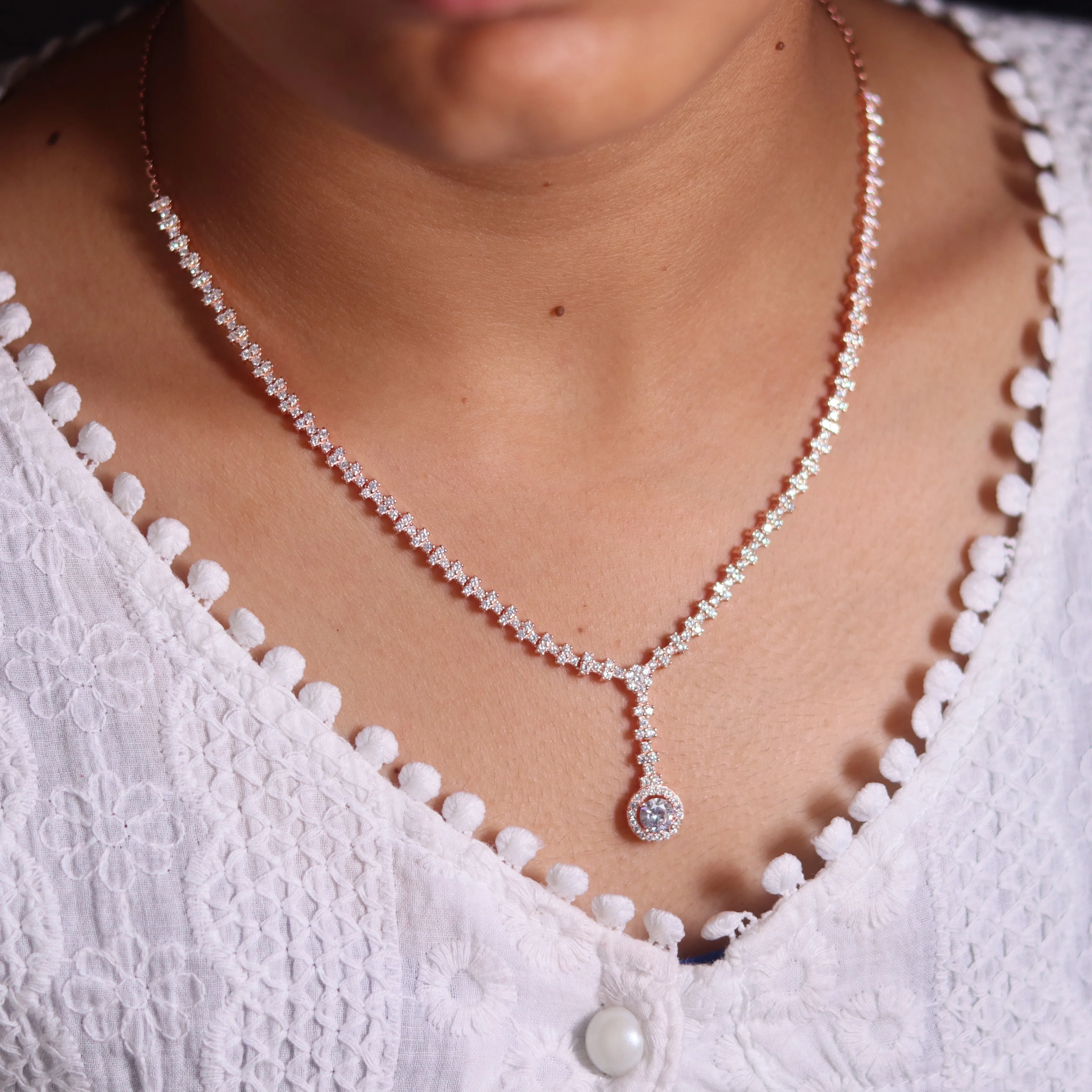 Opulent Rose Gold Silver Necklace for Her