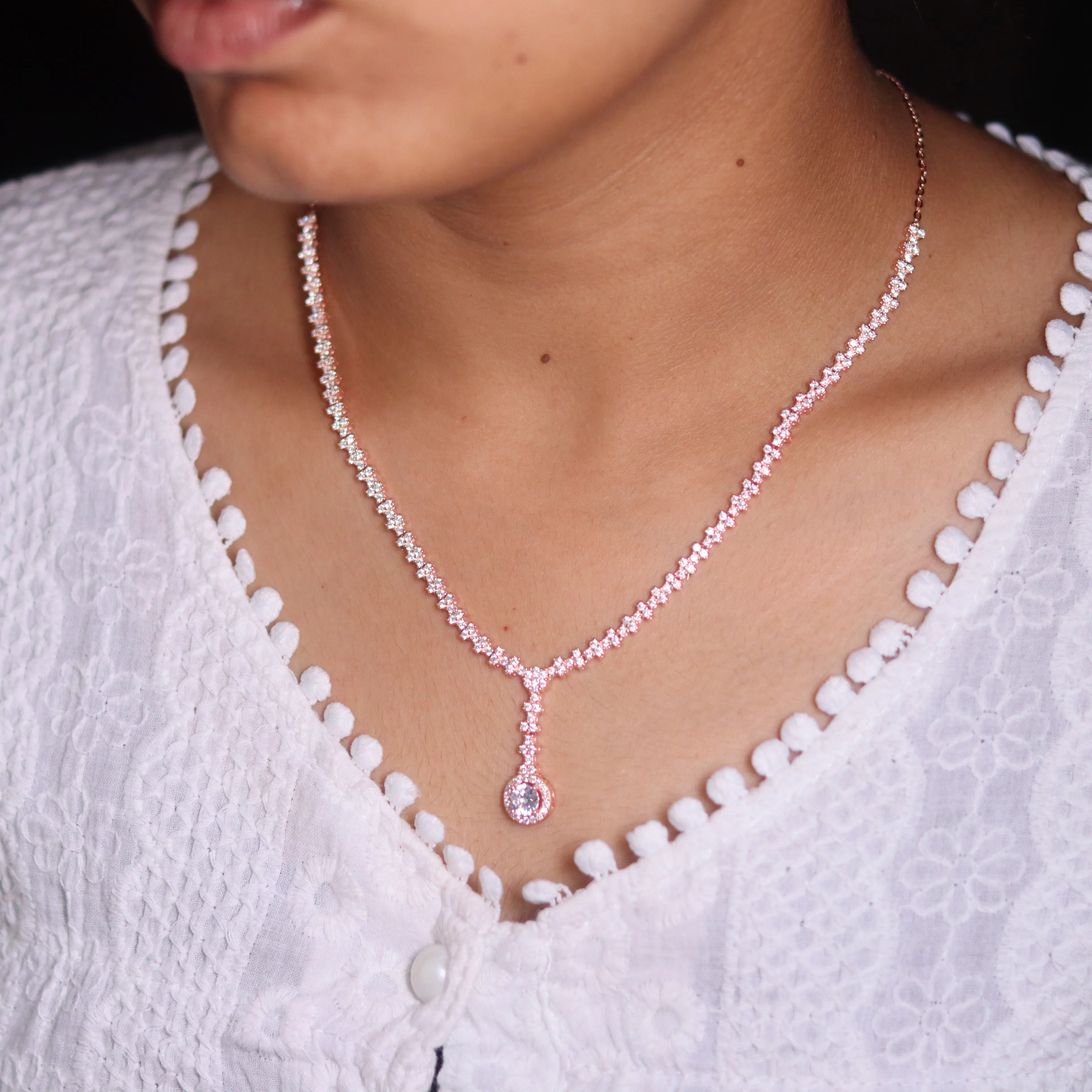 Opulent Rose Gold Silver Necklace for Her