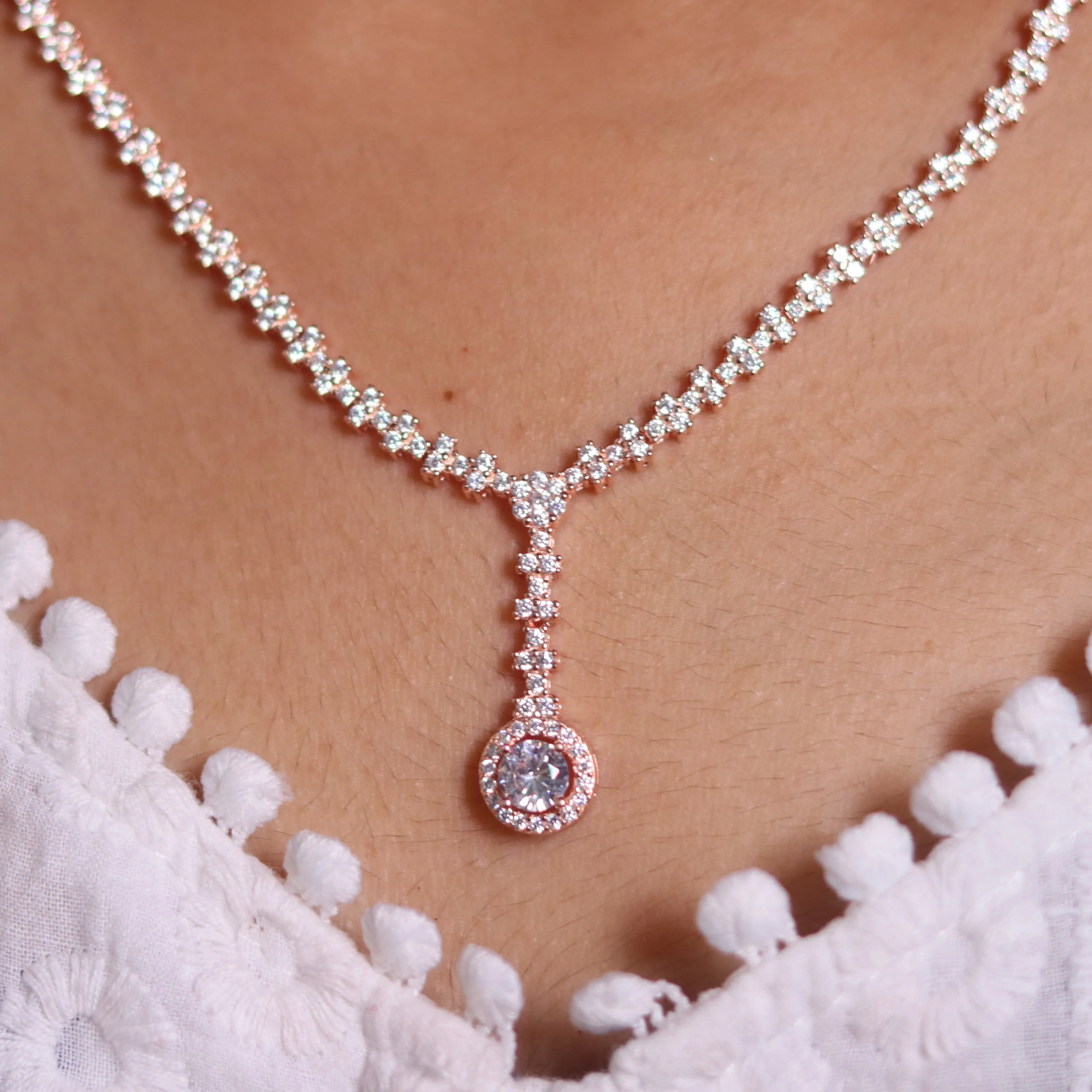 Opulent Rose Gold Silver Necklace for Her
