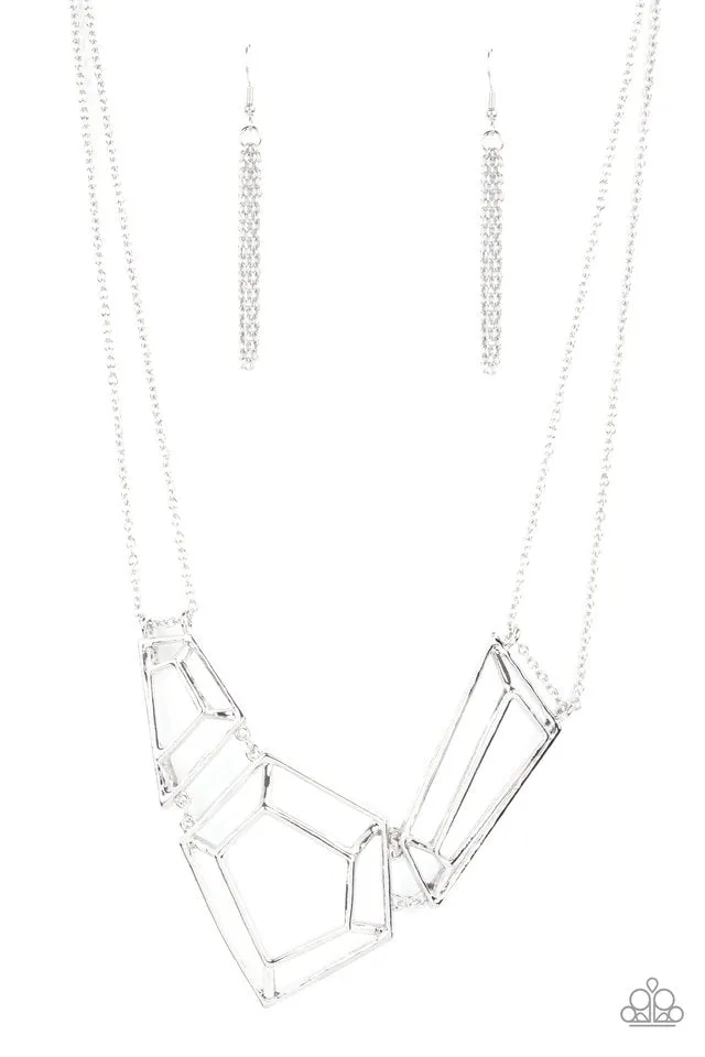Paparazzi Necklace ~ 3-D Drama - Silver