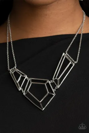 Paparazzi Necklace ~ 3-D Drama - Silver