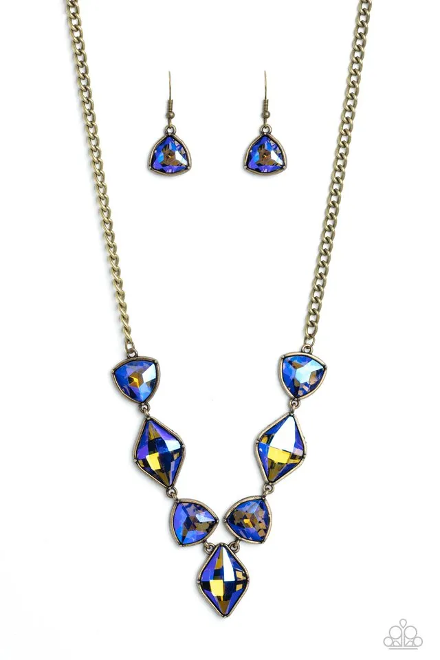 Paparazzi Necklace ~ Glittering Geometrics - Brass