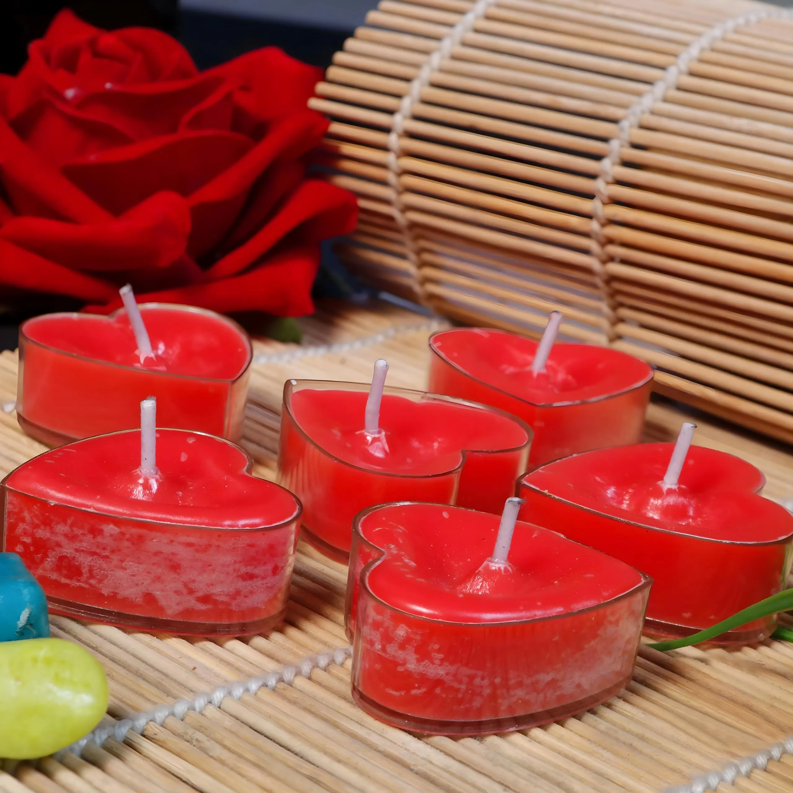 Paperholic Creations Tealight Candles, Red 50PCS - Romantic Heart-Shaped Rose Scented Candles for Anniversary Valentine's Day Wedding Birthday Christmas Decorations