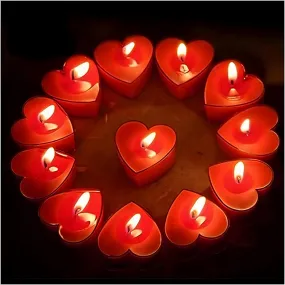 Paperholic Creations Tealight Candles, Red 50PCS - Romantic Heart-Shaped Rose Scented Candles for Anniversary Valentine's Day Wedding Birthday Christmas Decorations