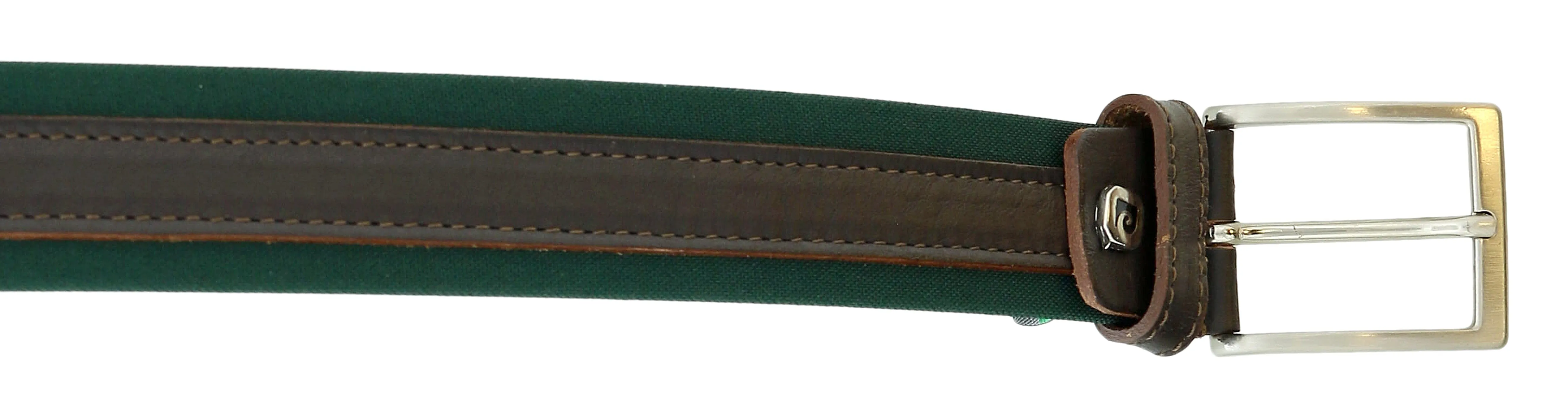 Pierre Cardin Canvas Leather Green Classic D-Ring Adjustable Buckle Adjustable Mens Belt-