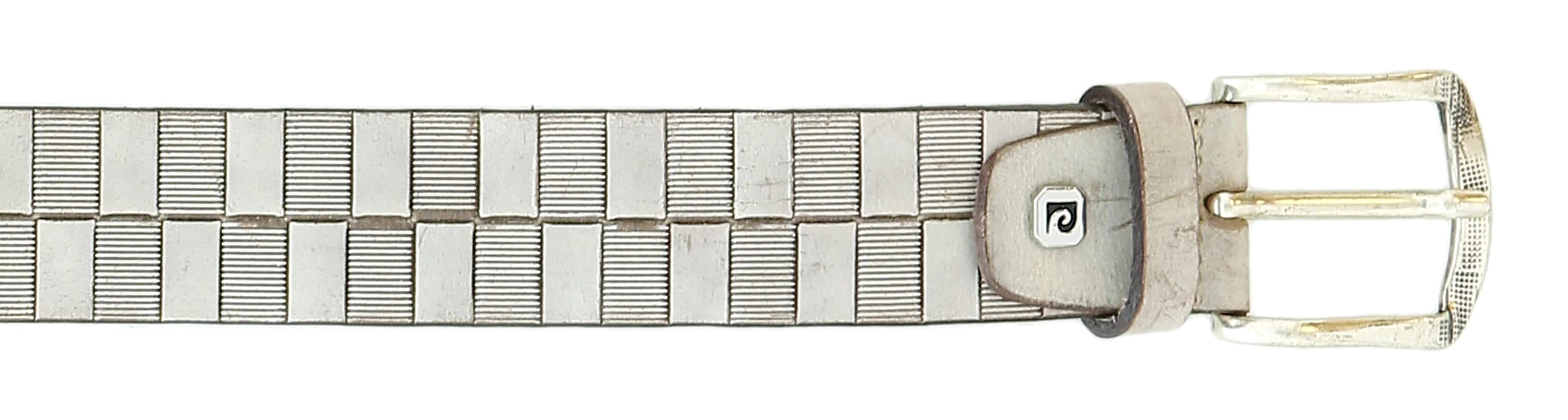 Pierre Cardin Distressed Beige Textured Classic Silver D-Ring Adjustable Belt Adjustable Mens Belt-