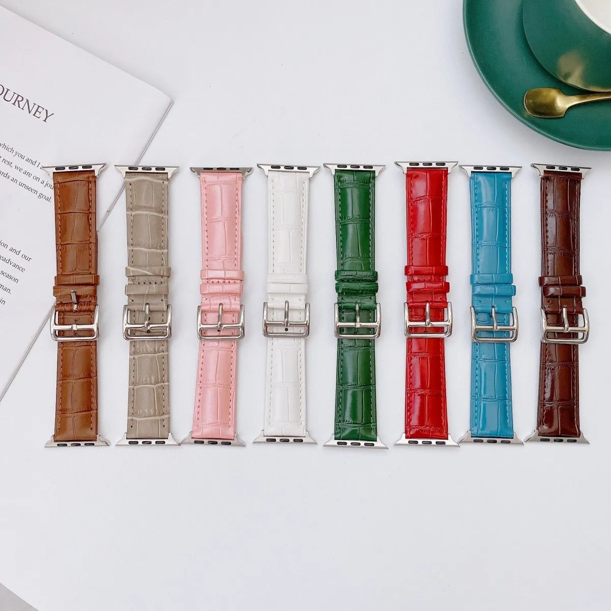 Pink Crocodile Grain Leather Band