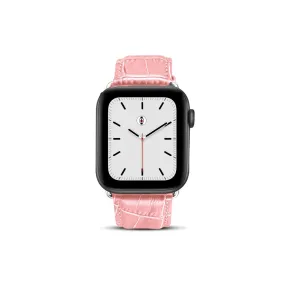 Pink Crocodile Grain Leather Band