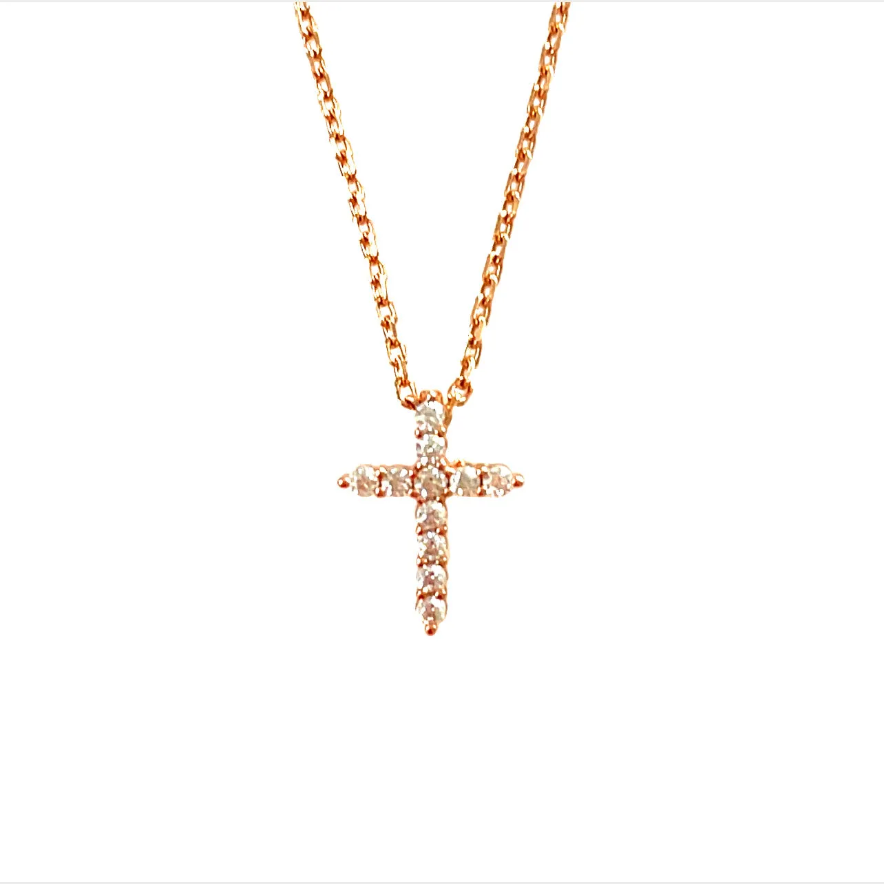 Precious Metal Plated Sterling Silver Cubic Zirconia Pave Cross Pendant Necklace
