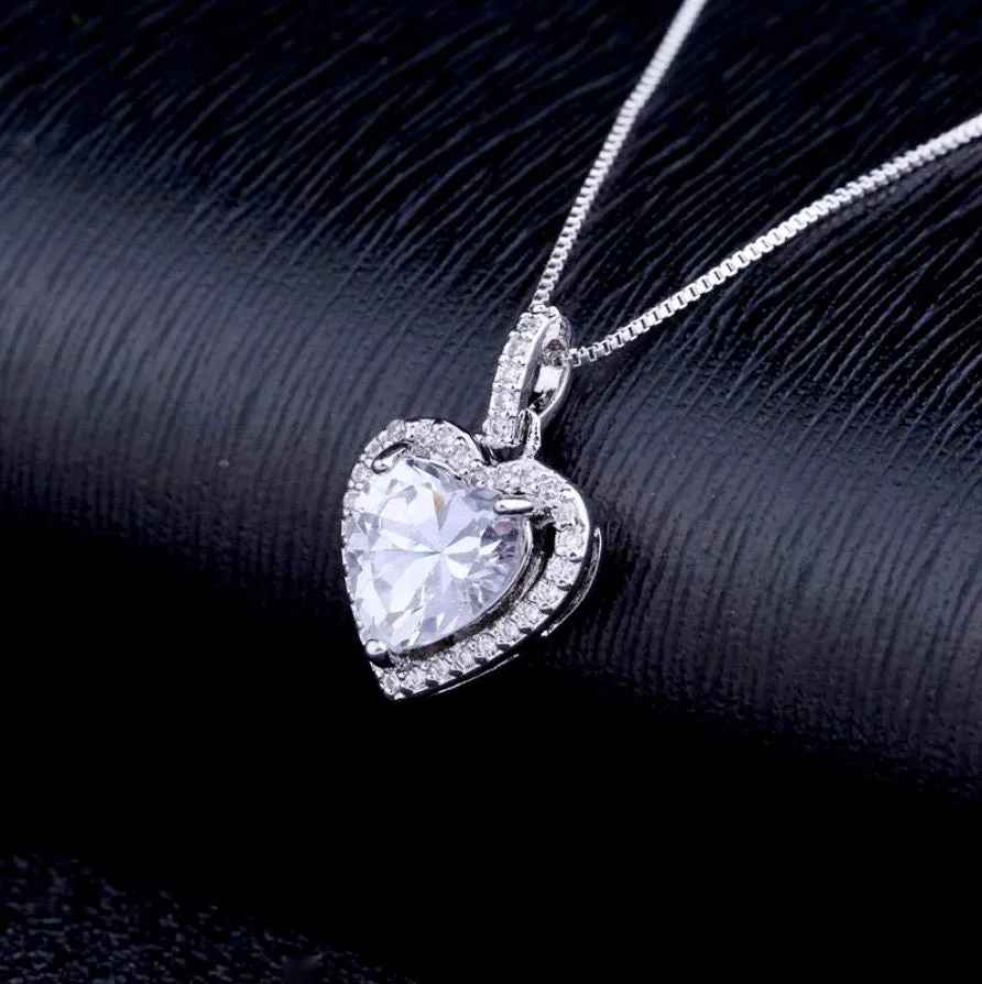 "Etienne" - Heart CZ Bridal Necklace - Available in Silver and Rose Gold