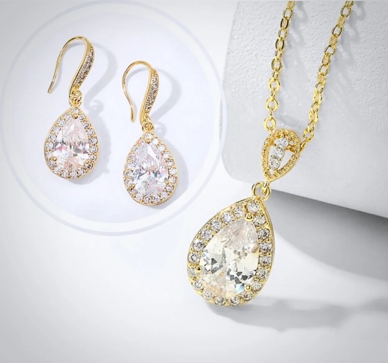 "Isabel" - Cubic Zirconia Bridal Necklace - Available in Silver, Rose Gold and Yellow Gold
