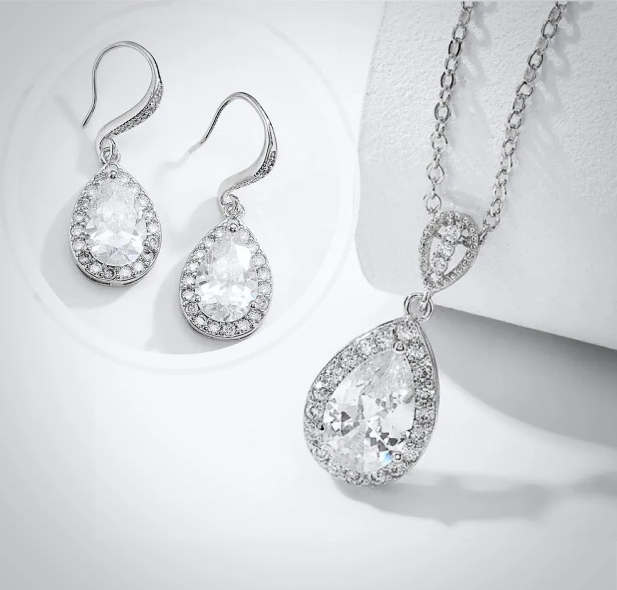 "Isabel" - Cubic Zirconia Bridal Necklace - Available in Silver, Rose Gold and Yellow Gold